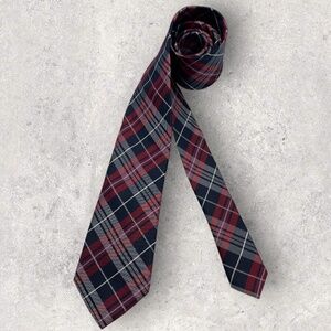 BLACK & BROWN 1826 Navy/Burgundy Tartan Silk LUXURY Tie